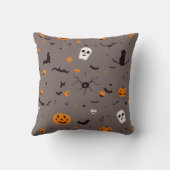 可愛い不気味ハロウィン幽霊とカボチャ柄 クッション (裏面)