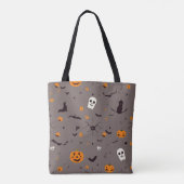 可愛い不気味ハロウィン幽霊とカボチャ柄 トートバッグ (裏面)