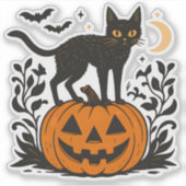 可愛い不気味ハロウィン猫 シール (正面)
