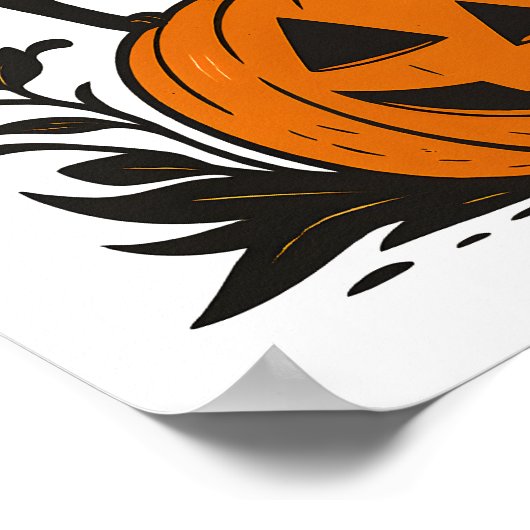 可愛い不気味ハロウィン猫 ポスター (角)