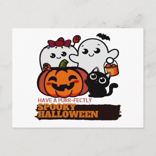 可愛い不気味ハロウィン ポストカード (正面)