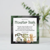 可愛い不気味モンスターバッシュハローウィンパーティ 招待状 (スタンド正面)