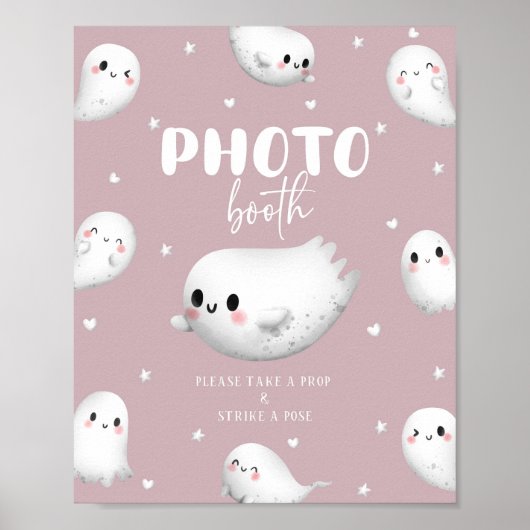 可愛い不気味ワンハロウィンフォトブースの看板 ポスター (正面)