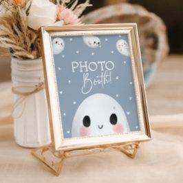 可愛い不気味ワンハロウィンフォトブースの看板 ポスター