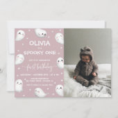 可愛い不気味ワンハロウィーンガール1stバースデーフォト 招待状 (正面)