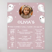 可愛い不気味ワンハロウィーンマイルストーンサイン ポスター (正面)