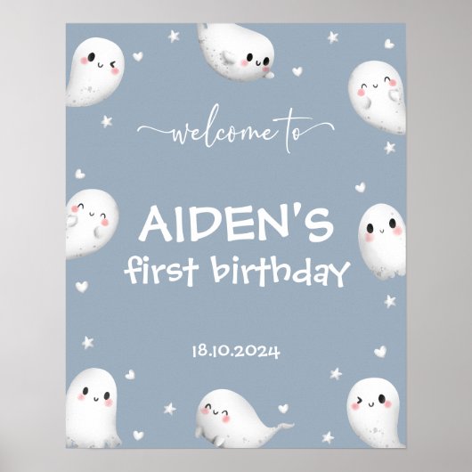 可愛い不気味ワンハロウィーン歓迎サイン ポスター (正面)