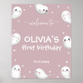 可愛い不気味ワンハロウィーン歓迎サイン ポスター (正面)