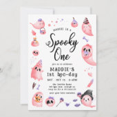 可愛い不気味ワンピンクハロウィーン幽霊1日 招待状 (正面)