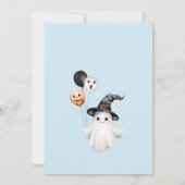 可愛い不気味ワンブルーハロウィーン少年1歳の誕生日 招待状 (裏面)