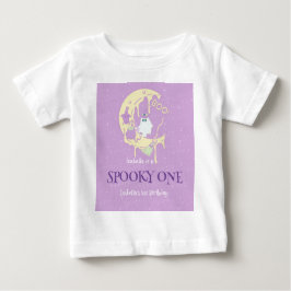 可愛い不気味ワン幽霊ムーンハロウィーン1回目の誕生日 ベビーTシャツ