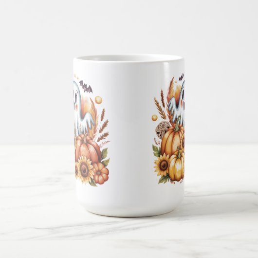 可愛い不気味幽霊の収穫ハロウィーン秋 コーヒーマグカップ (中央)