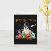 可愛い不気味幽霊ハロウィーンの衣装ハッピーハロウィー カード (黄色い花)