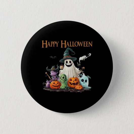 可愛い不気味幽霊ハロウィーンの衣装ハッピーハロウィー 缶バッジ (正面)