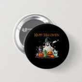 可愛い不気味幽霊ハロウィーンの衣装ハッピーハロウィー 缶バッジ (正面&裏面)