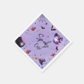 可愛い不気味最初の誕生日ハローウィンパーティ紫 スタンダードカクテルナプキン (角)