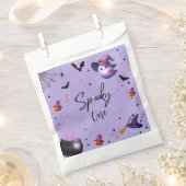 可愛い不気味最初の誕生日ハローウィンパーティ紫 フェイバーバッグ (クリップ留めされた状態)