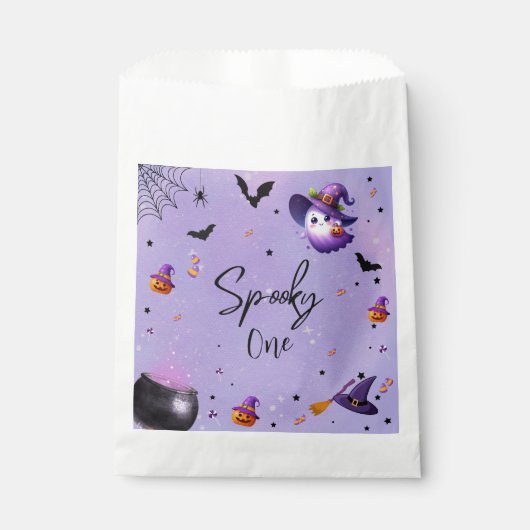 可愛い不気味最初の誕生日ハローウィンパーティ紫 フェイバーバッグ (正面)