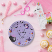 可愛い不気味最初の誕生日ハローウィンパーティ紫 ペーパープレート (パーティー)