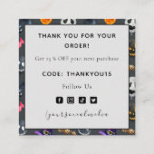 可愛い不気味水彩ハロウィンモンスターありがとう スクエア名刺 (裏面)