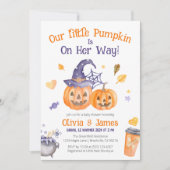 可愛い不気味水彩小さなかぼちゃ赤ちゃんシャワー 招待状 (正面)
