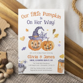 可愛い不気味水彩小さなかぼちゃ赤ちゃんシャワー 招待状