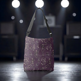 可愛い不気味踊りスケルトン音楽ノートハロウィーン クロスボディバッグ