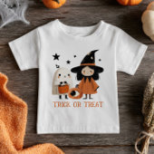 可愛い不気味魔女&幽霊トリックハロウィーン ベビーTシャツ