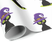 可愛い不気味黒猫おもしろいハロウィンパターン ラッピングペーパー (ロールコーナー)