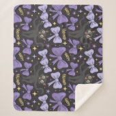 可愛い不気味黒猫&ボウシームレスハロウィーン シェルパブランケット (正面)