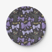 可愛い不気味黒猫&ボウシームレスハロウィーン ペーパープレート (正面)