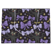 可愛い不気味黒猫&ボウシームレスハロウィーン ラージペーパーバッグ (正面)