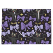 可愛い不気味黒猫&ボウシームレスハロウィーン ラージペーパーバッグ (裏面)