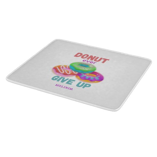 可愛い与えドーナツのやる気を起こさせる引用文名 カッティングボード (角)