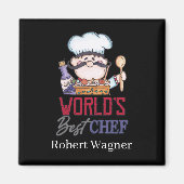可愛い世界のシェフ最高のの名前を追加 マグネット (正面)