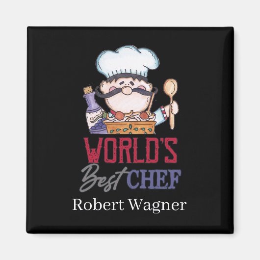 可愛い世界のシェフ最高のの名前を追加 マグネット (正面)