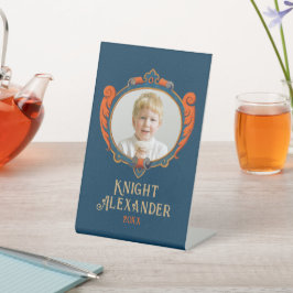 可愛い中世の盾コート腕の騎士の写真 台座サイン