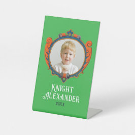 可愛い中世の紋章コート・オブ・アームズ・ナイト写真 台座サイン