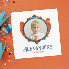 可愛い中世レッドブルーのプリンスシ王室のールド写真 スタンダードカクテルナプキン