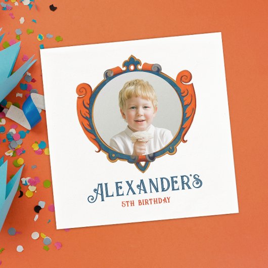 可愛い中世レッドブルーのプリンスシ王室のールド写真 スタンダードカクテルナプキン