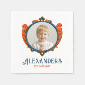 可愛い中世レッドブルーのプリンスシ王室のールド写真 スタンダードカクテルナプキン (正面)