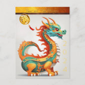 可愛い中国の新年ドラゴン誕生日HPostc シーズンポストカード (正面)