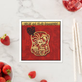 可愛い中国の鶏の新年〔占星術の〕十二宮図誕生日PPN スタンダードカクテルナプキン (インサイチュ)