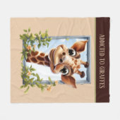 可愛い中毒キリン追加文字動物のジャングル フリースブランケット (正面(横))