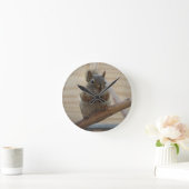 可愛い丸いリスのブランチ ラウンド壁時計 (ホーム)
