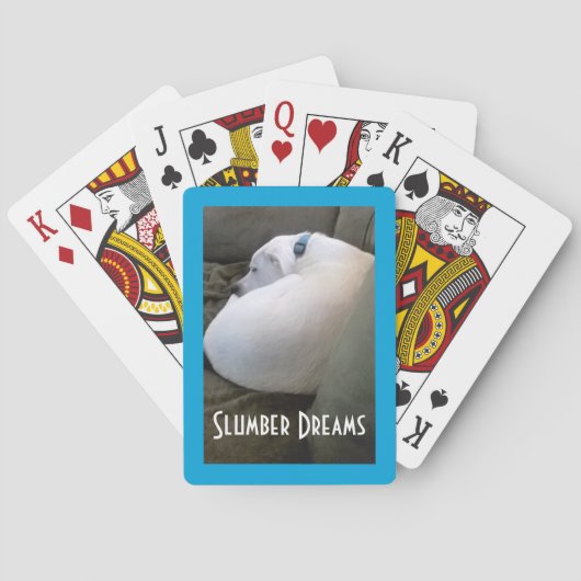 可愛い丸っぽい白い眠っている子犬の眠りパーティー トランプ (裏面)