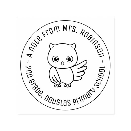 可愛い丸ふくろう学校先生注1 セルフインキングスタンプ (デザイン)