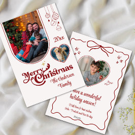 可愛い予測できなドードルカスタムクリスマスの写真3赤 シーズンカード