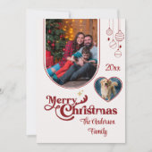 可愛い予測できなドードルカスタムクリスマスの写真3赤 シーズンカード (正面)
