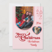 可愛い予測できなドードルカスタムクリスマスの3000写真ピンク シーズンカード (正面)